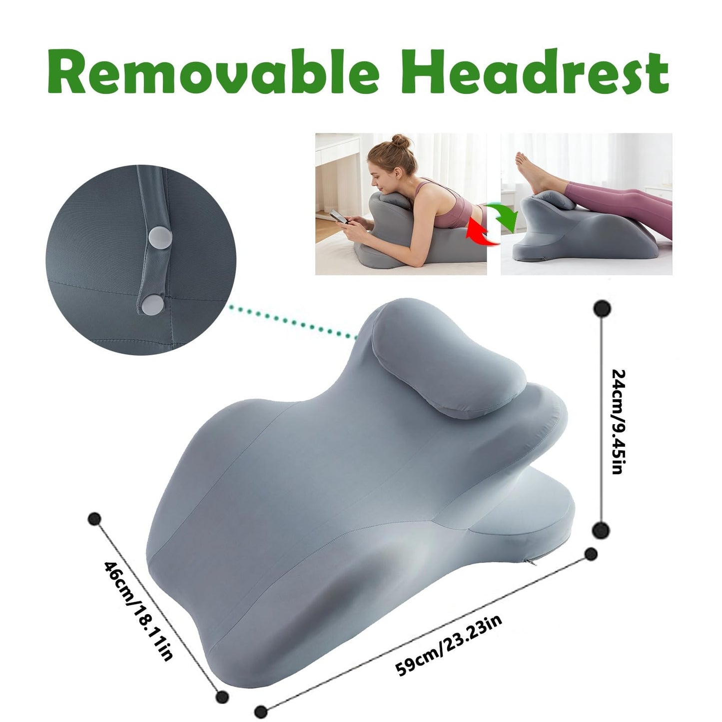 RSN Ergonomic Foam Wedge Pillow, 27° Angled Support for Neck and Waist, Multi-Position Support Pillow (Black)