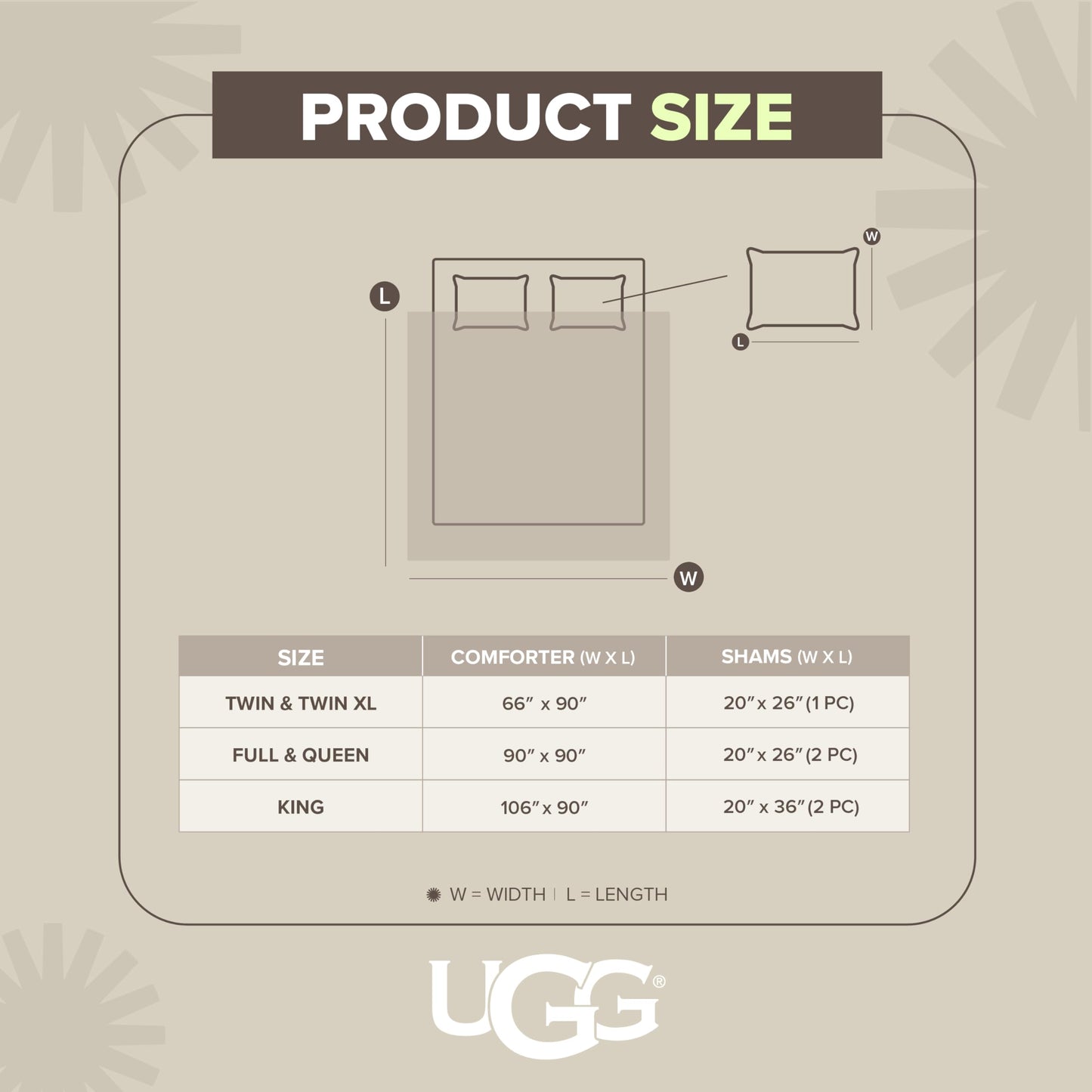 UGG Leonora Comforter Set with 2 Pillow Shams Lightweight Down Alternative Blanket Reversible Cozy Warm All Season Washable and Hypoallergenic Bedding Set, Full/Queen, Light Grey
