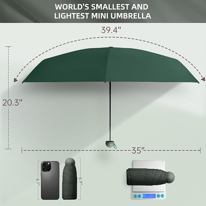 Compact Travel Umbrella, Small Pocket Mini Umbrella for Purse Wallet, UV Sun Rain Umbrellas for Backpack, Portable Folding Umbrellas for Women Kids