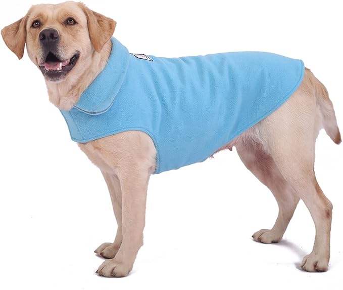 Bonawen Fleece Dog Coat Reflective Cold Weather Dog Jacket Apparel for Extra Large to Small Pets(Blue,3XL)