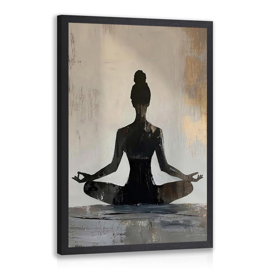 GELDSTEI Wood Framed Zen Wall Art, Modern Yoga Girl Canvas Painting, Tranquil Meditation Wall Decor, Spiritual Aesthetic Picture, Calming Mindfulness Poster Prints for Living Room Spa Yoga 12x16 Inch