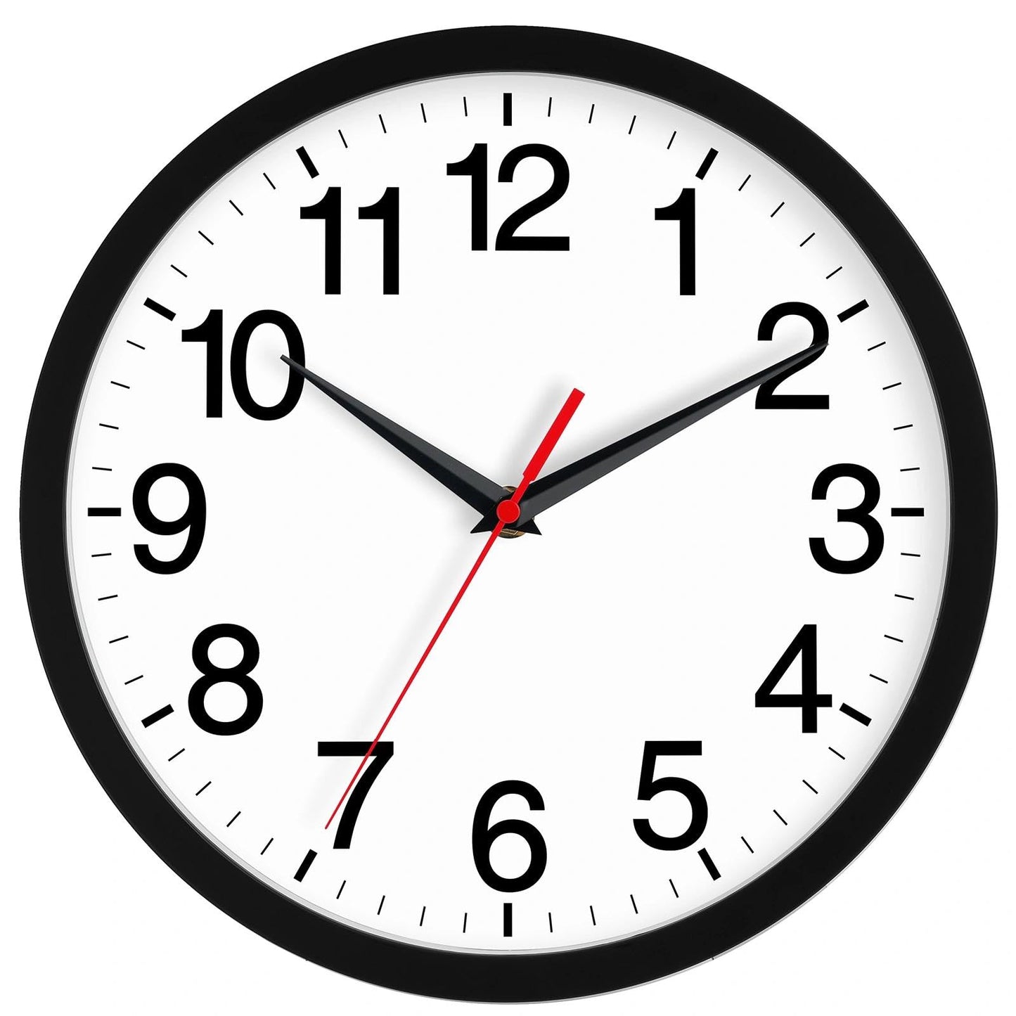 Rohioue Wall Clock Modern 10 Inch Black Battery Operated Silent Non Ticking Analog for Living Room Office Home Bedroom Kitchen Bathroom