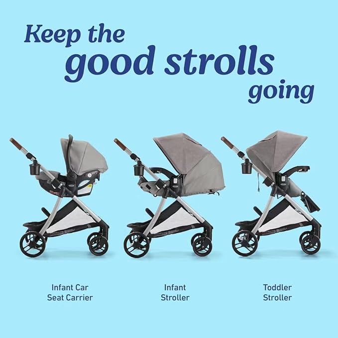 Graco Modes Closer Travel System with SnugRide 35 Lite LX Car Seat & Slide2Me Adjustable Height, Reversible, Lightweight, One-Step Fold, Nash