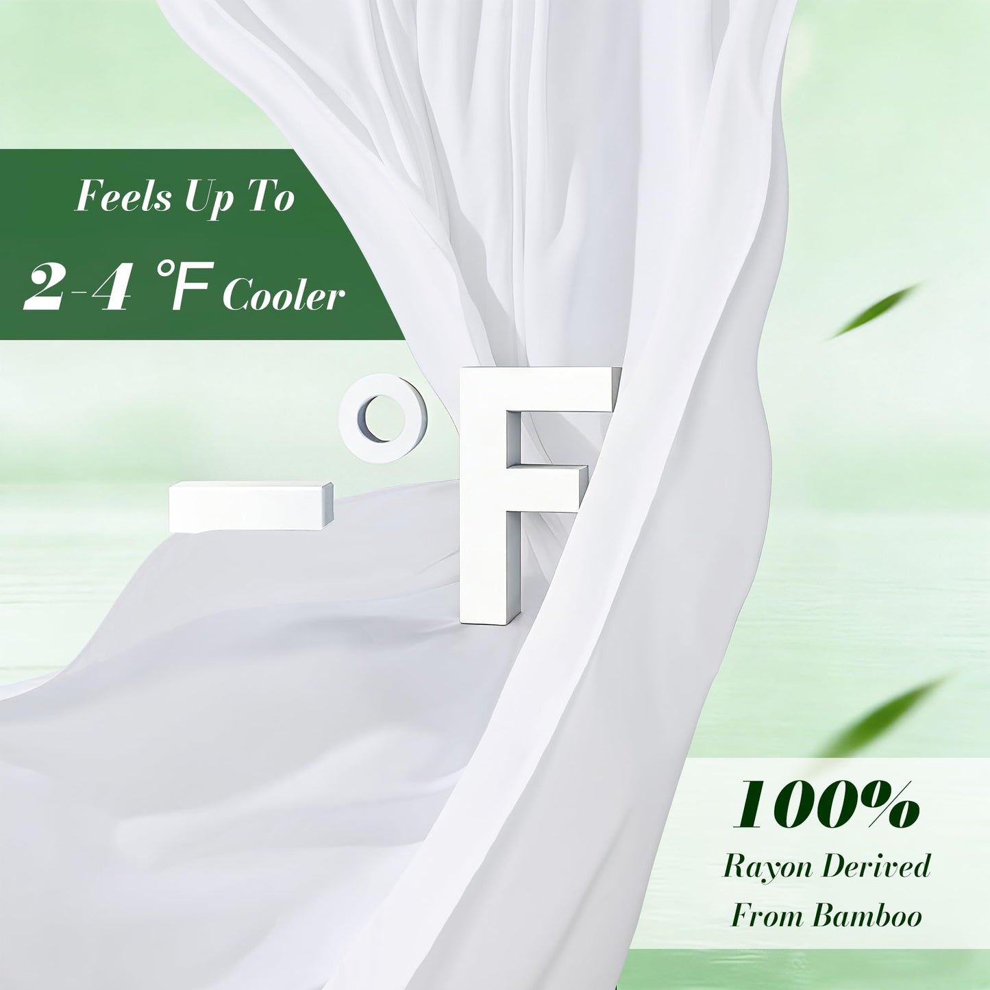 LBRO2M 100% Rayon Derived from Bam_Boo Sheet Set Queen Size 19" Deep Pocket Cooling Bed Sheets 4 Pcs, Breathable and Silky Soft Bedding Set for Hot Sleepers (Queen White)