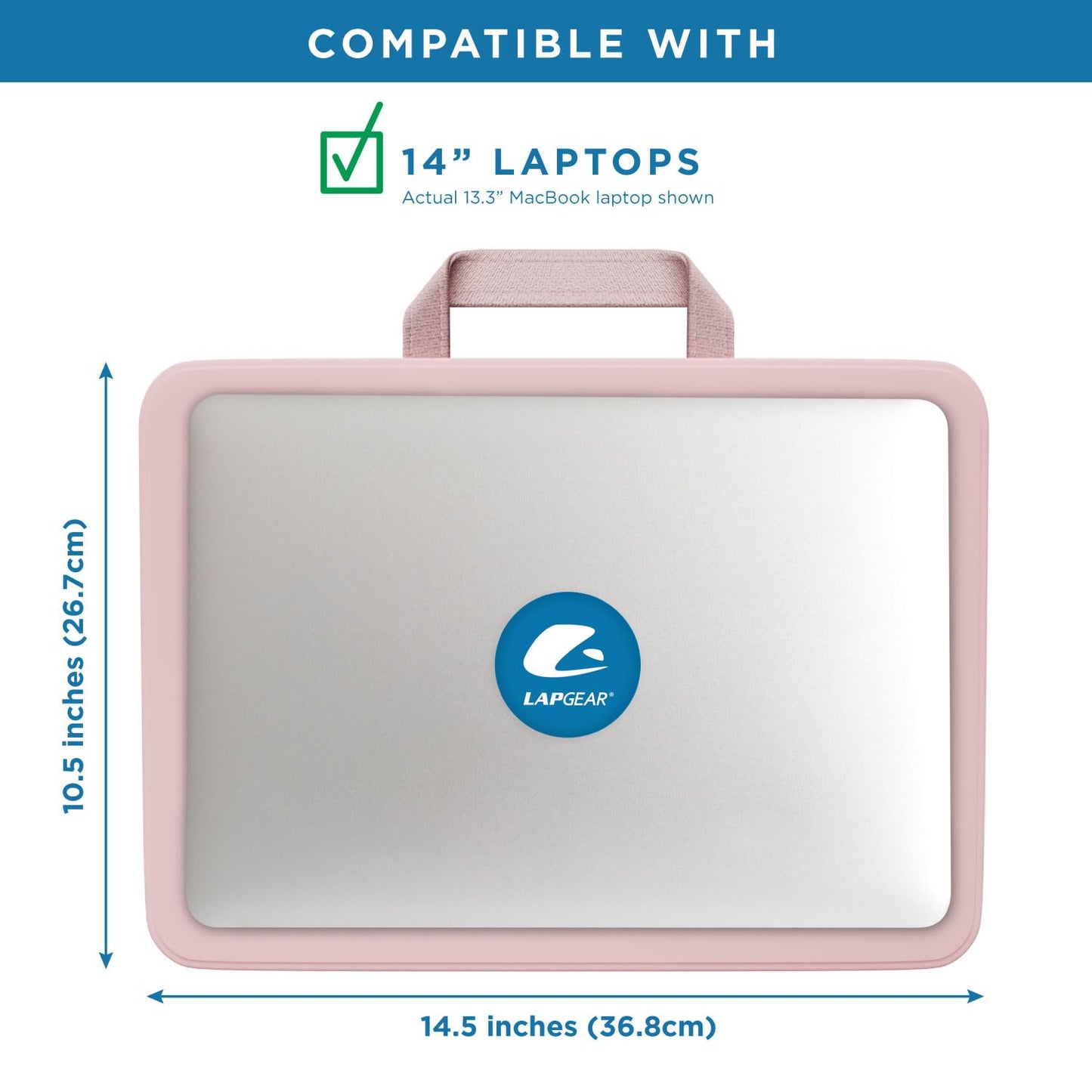 LAPGEAR Compact Lap Desk – Fits Up to 14″ Laptops – Rose Quartz – Style No. 43104