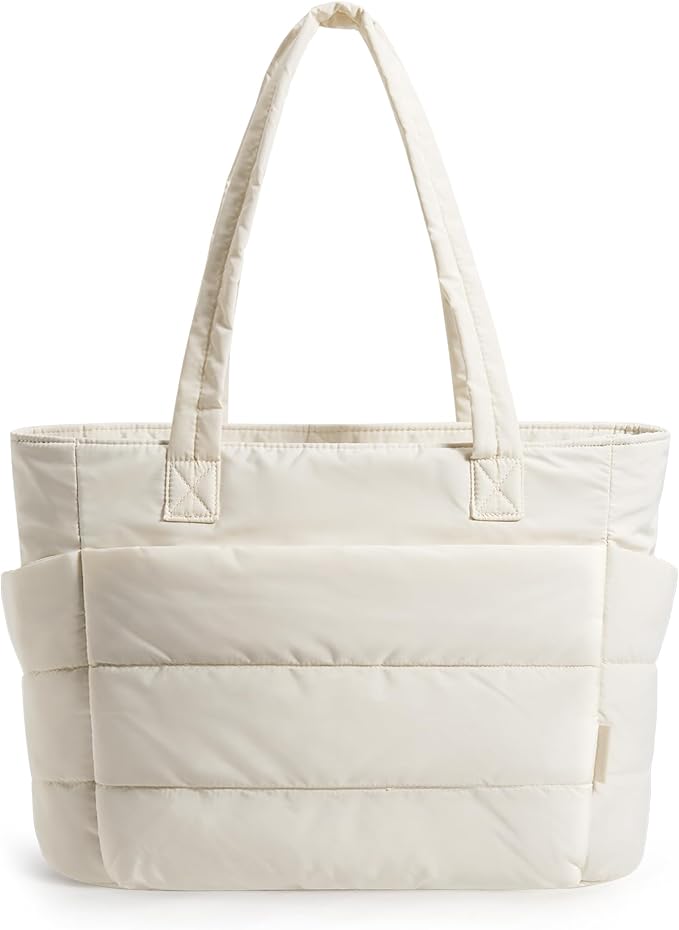 BAGSMART Tote Bag for Women, Lightweight Puffy Tote Bag with Compartments Shoulder Bag Handbag for Travel, Work, Gym