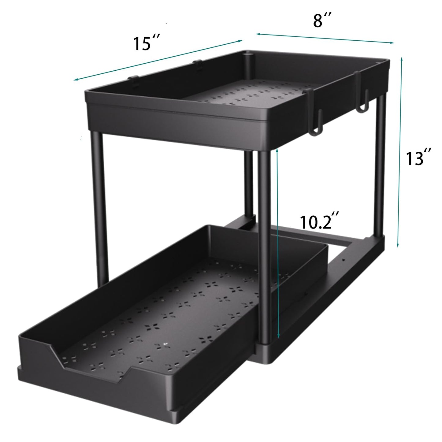 DEKAVA Under Sink Organizer 2 Pack, Bathroom Cabinet Organizer, 2 Tier Sliding Cabinet Basket Organizer Drawer, Multi-Purpose Bath Collection Baskets for Bathroom (Black)