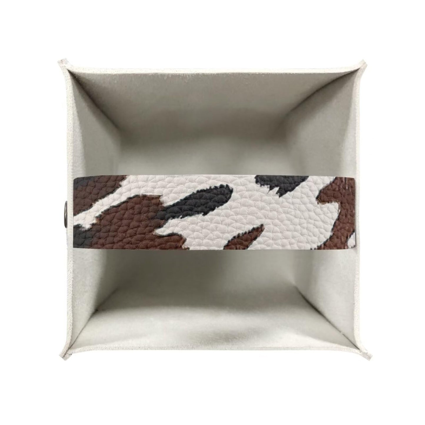Pzuqiu Cowhide Print Tissue Box Cover Modern Square Tissue Box Organizer Decorative PU Leather Facial Paper Holder for Bathroom Vanity Countertop Bedroom Dresser Office Desk