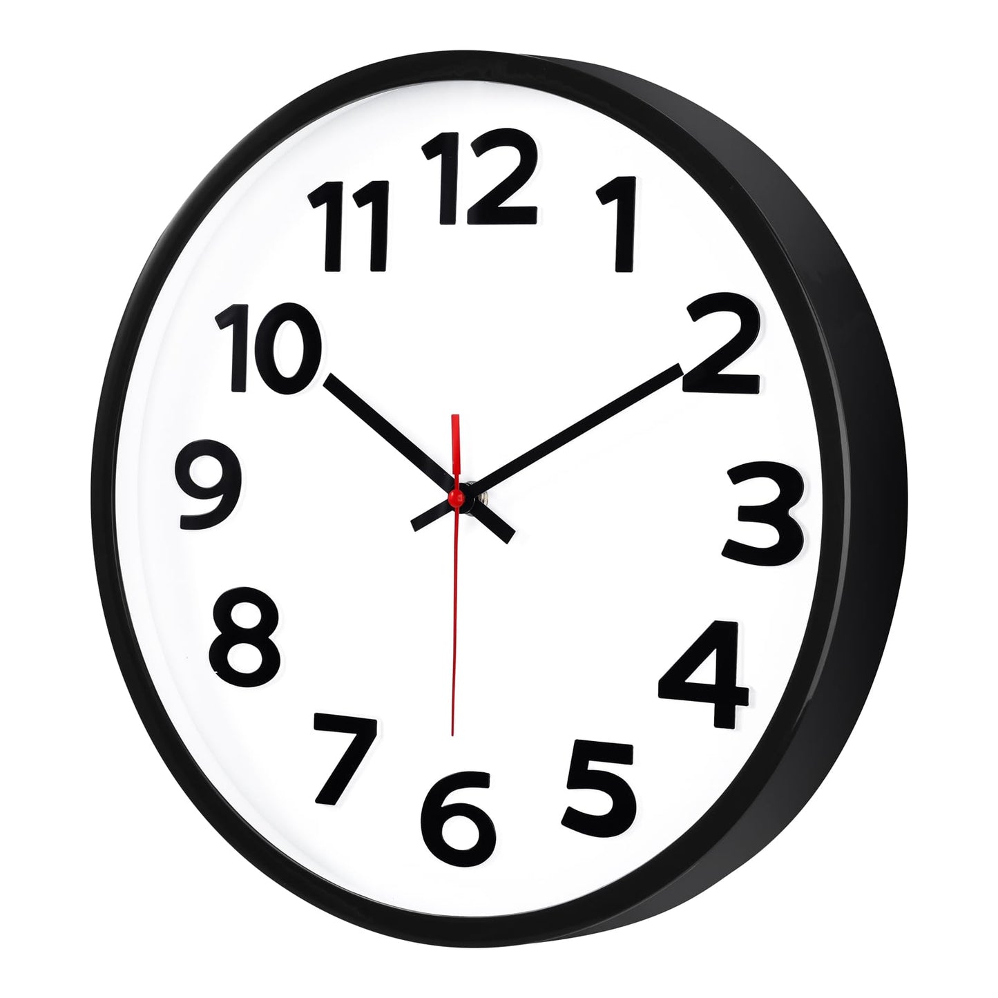 Keepcross 14 Inch Wall Clock Battery Operated Silent Non-Ticking, 3D Big Numbers Easy to Read, Analog Quartz Round Clock