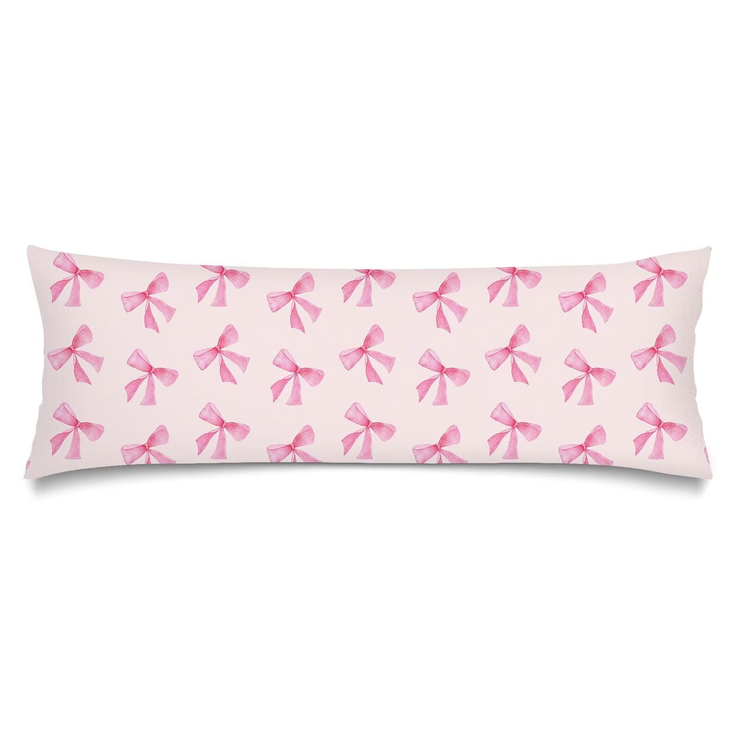 Pink Ribbon Bow Long Pillow Cases King Size Pillow Covers Protector with Zipper,Bedroom Decor Cushion Covers Cases Decorative Throw Pillows Cover Soft Lumbar Pillowcase for Bed,Couch,20"x40"