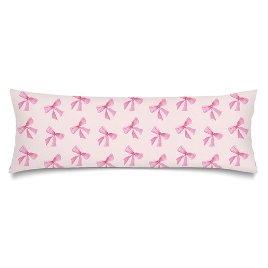 Pink Ribbon Bow Long Pillow Cases King Size Pillow Covers Protector with Zipper,Bedroom Decor Cushion Covers Cases Decorative Throw Pillows Cover Soft Lumbar Pillowcase for Bed,Couch,20"x40"