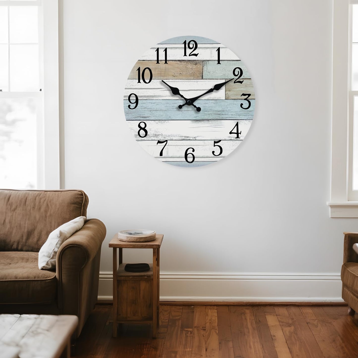 KECYET Wall Clock Battery Operated 16 Inch Large Silent Non Ticking Coastal Design Country Rustic Retro Decorative for Bathroom Kitchen Living Room Bedroom