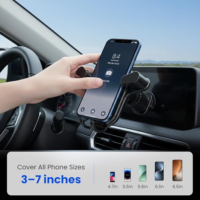 PVZXR Air Vent Car Phone Mount Holder,2026 New Wider Clamp & Metal Hook Car Phone Holder Vent [Thick Cases Friendly] Phone Holders for Your Car Mount Automobile Hands Free Cradle Air Vent (B-1PCS)