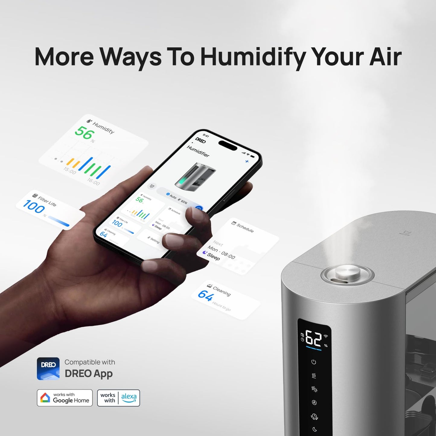 DREO 6L Smart Warm & Cool Mist Humidifiers for Bedroom HM713S