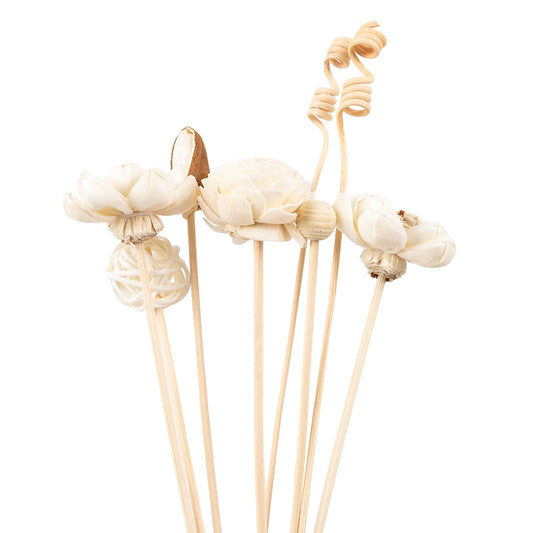5Pcs Diffuser Sticks Wood Chinese Rose Flower Rattan Reed Essential Oil Aroma Diffuser