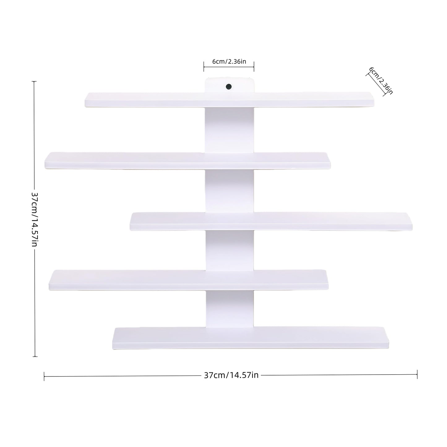 HUHUJIA 5-Tier Floating Wall Mounted Shelves, Wall Display Storage Shelf for Anime Figurines, Dolls, Plants & Statues, Decorative Organizer for Bedroom, Living Room, Study, Kids Room(White)