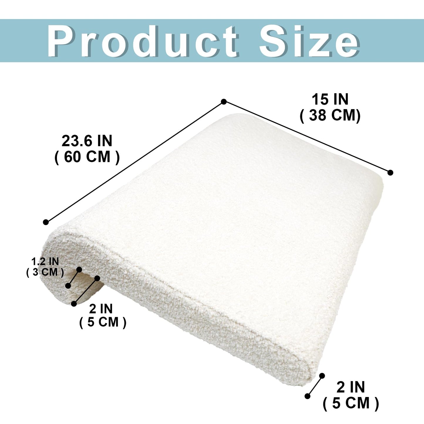 M Mute Touch 2PCS Dorm Bed Hanging Wood Headboard Back Cushion, Pillow with Removable Berber Fleece Cover, Upholstery Reading Cushions for Bedroom (Ivory)