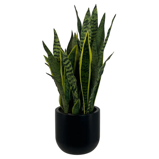CG Hunter Faux Snake Plant, Premium Artificial Indoor Plant Stands 30” Tall and Enhances Interior Design, Lifelike-Leaves Create Realistic Natural Appearance, Black Planter Pot Included