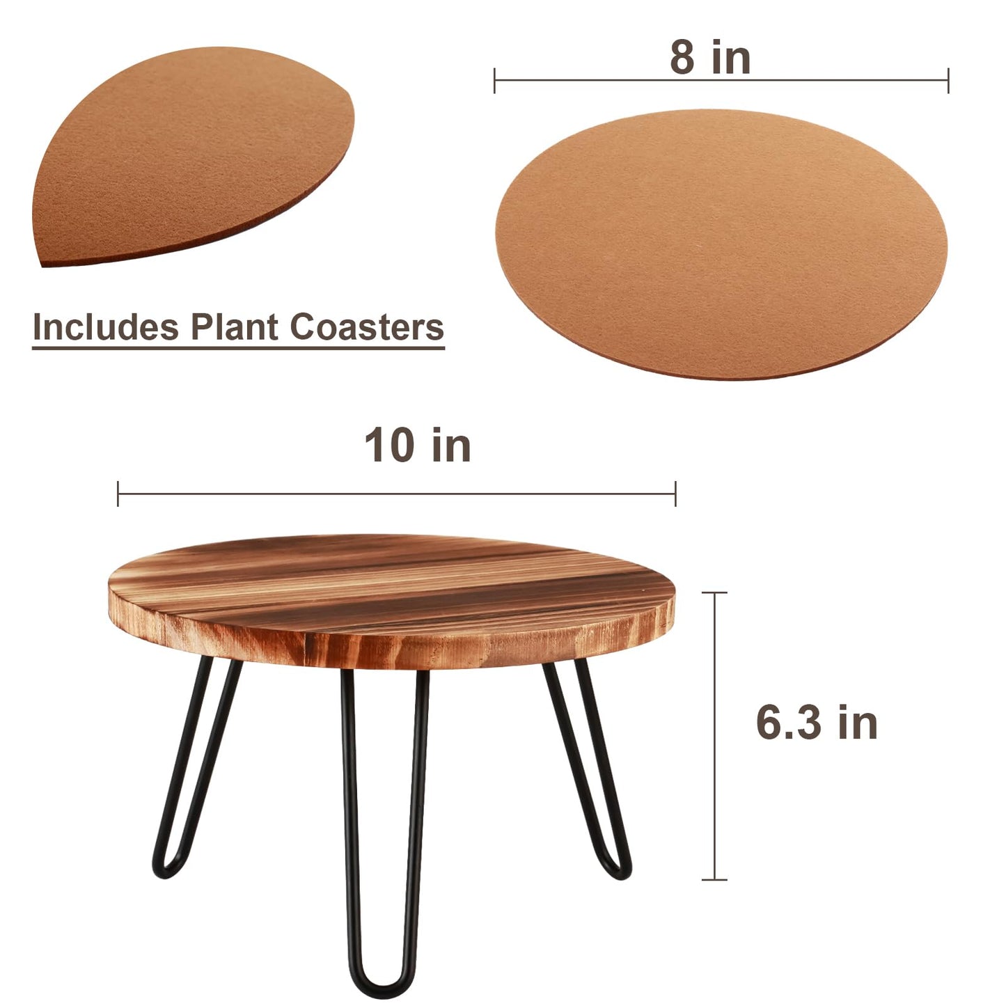 Wood Plant Stand 2 Pack Small Plant Stool Indoor 10 Inch Plant Riser Wooden Flower Stand Plant Holders Indoor Stand 6.3" Tall Planter Stands for Plants Corner Round Plant Table Outdoor Floor Plant Stand
