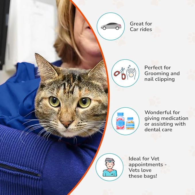 Cat-in-the-Bag Cozy Comfort Carrier - X-Large Cobalt Blue Cat Carrier Soft for Grooming, Vet Visits, Medication Administration, Dental Care, Nail Trimming, and Car Travel