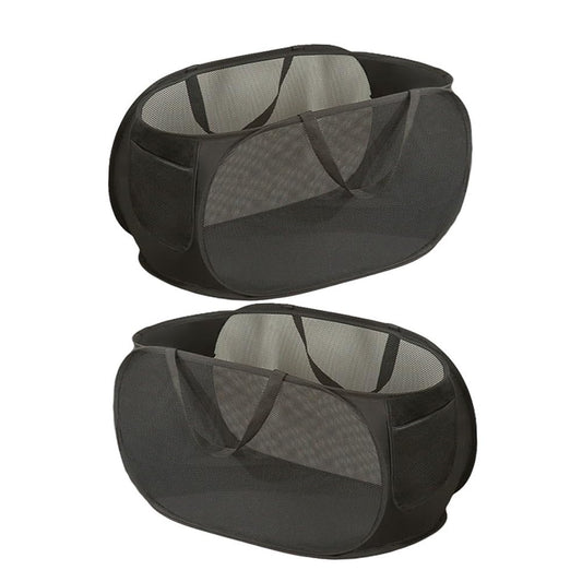 LATERONON 2 Pcs Mesh Popup Laundry Hamper, Opening Laundry Basket,Popup Laundry Basket with Durable Handles,Foldable Pop-up Mesh Hamper Dirty Clothes Basket for Clothes & Laundry-Home Organization
