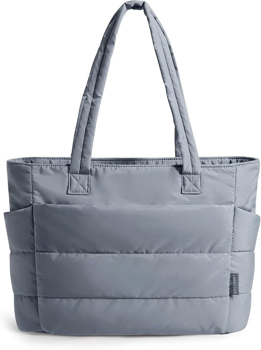 BAGSMART Tote Bag for Women, Lightweight Puffy Tote Bag with Compartments Shoulder Bag Handbag for Travel, Work, Gym