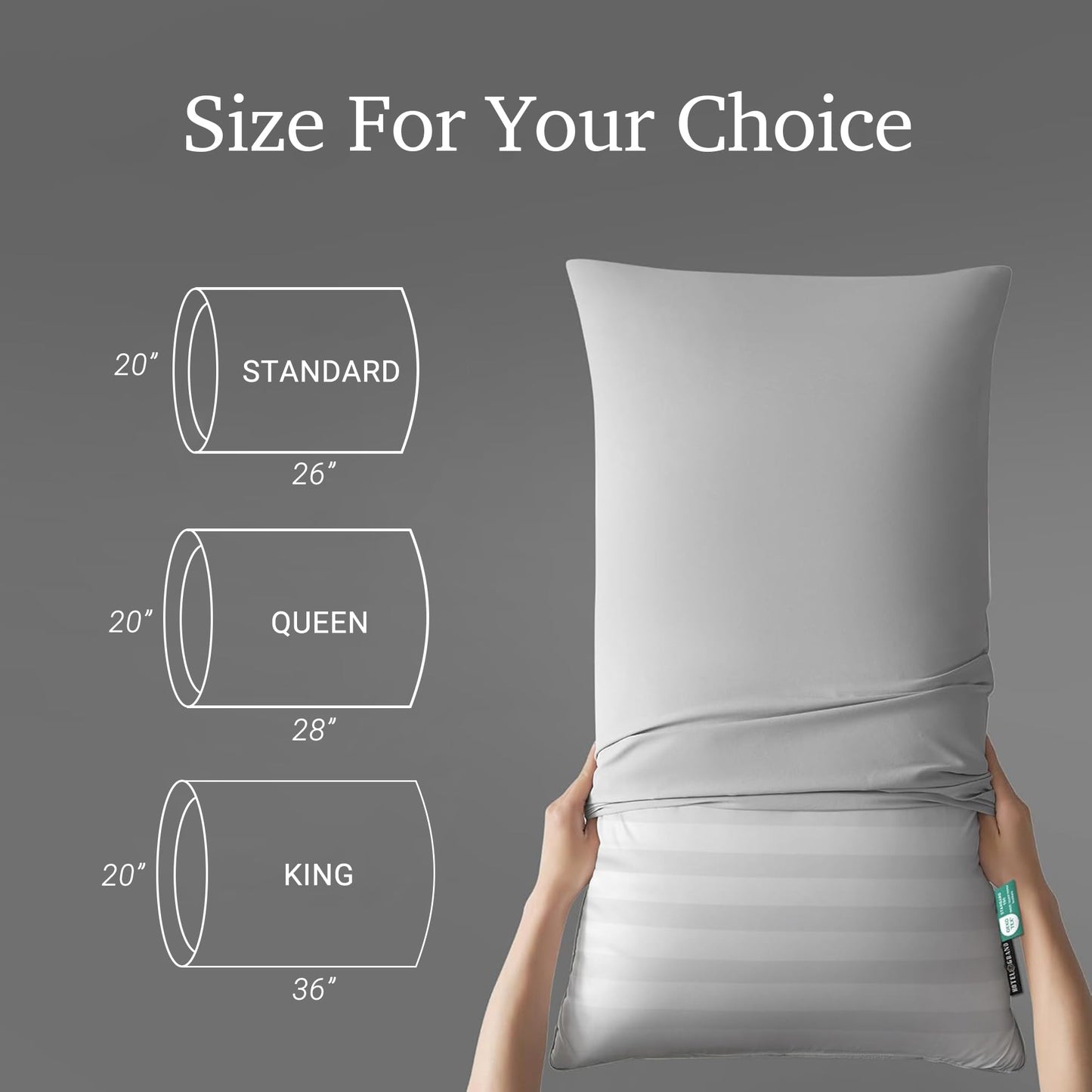 Hotel Grand Bed Pillows King Size Set of 2 Packs - 500 Thread Count 100% Cotton Medium Firm Hypoallergenic Feather Down Pillows Machine Washable Pillow for Back, Stomach or Side Sleepers, 20"x36"