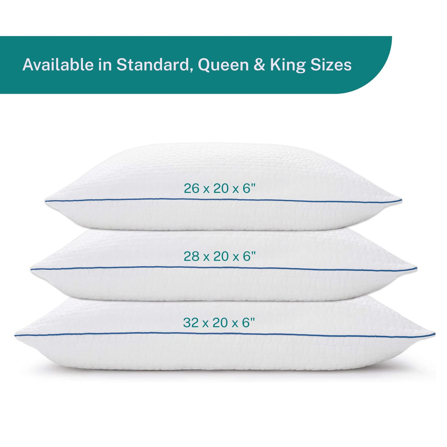 Sleep Innovations Premium Shredded Gel Memory Foam Pillow (Set of 2), Queen Size, Shapeable Comfort, Side, Stomach, and Back Sleepers, Medium-to-Firm Support