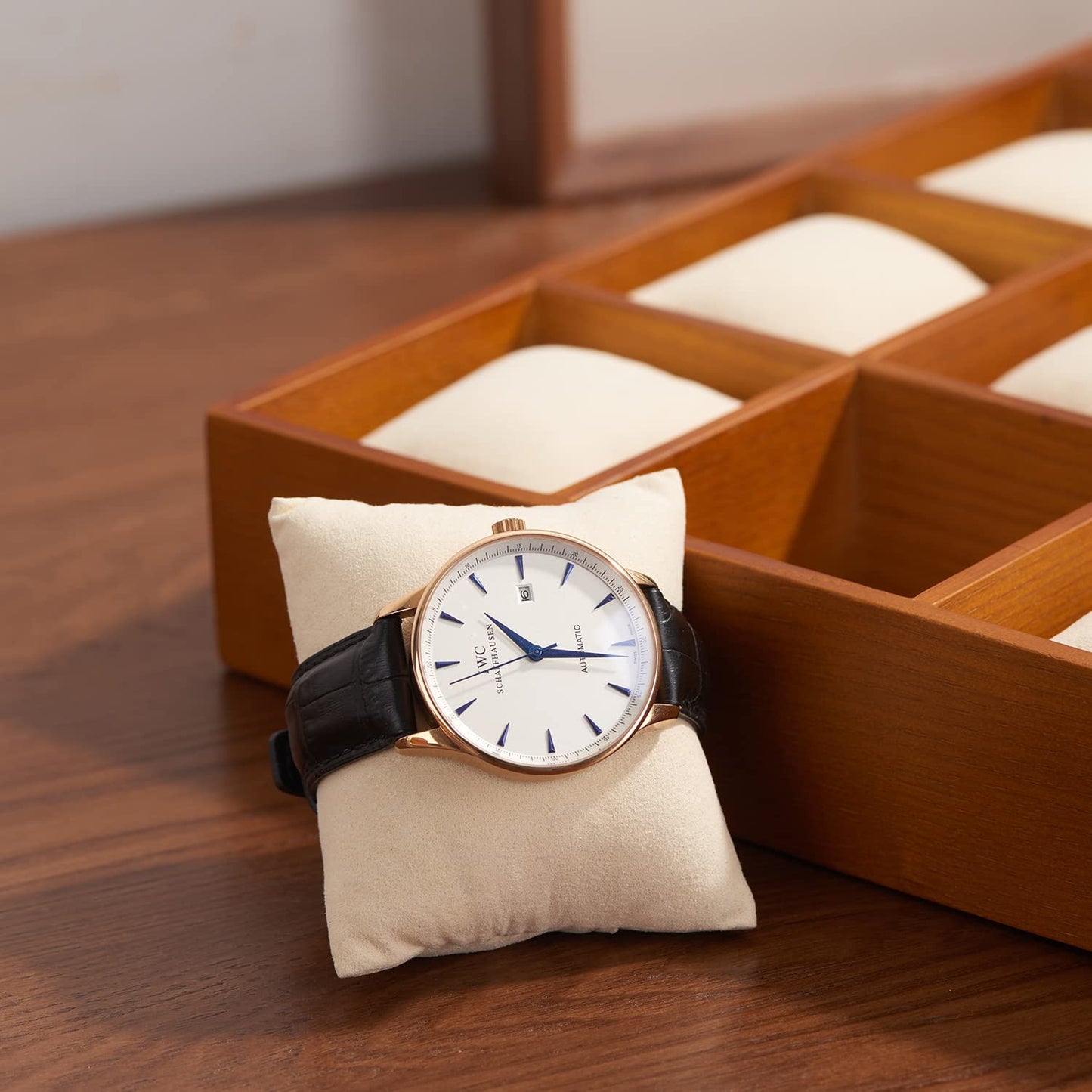 Woodten Solid Wood Watch Storage Tray for Drawer Watch Pillow Organizer Display Tray Showcase (Beige)