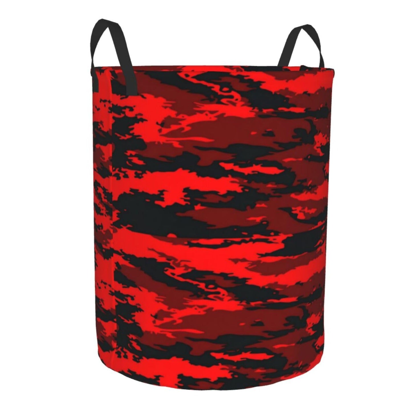 Gbuzozie Black And Red Camouflage Round Laundry Hamper Military Camo Storage Basket Toys Clothes Organizer Bin For Home Bathroom Bedroom Dorm Nursery, 62l