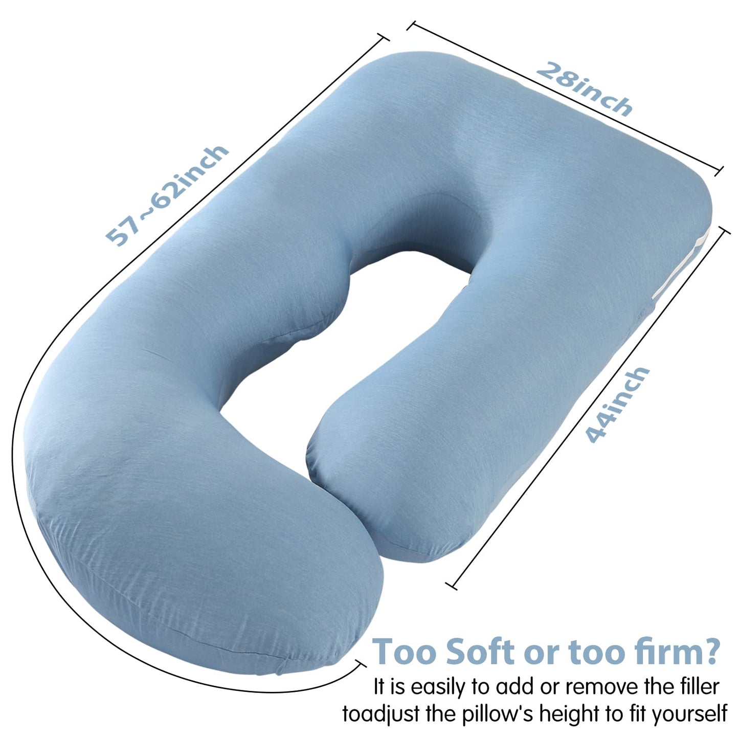 Elover Cooling Pregnancy Pillows for Sleeping, U Shaped Full Body Pillow with Removable Cover, Pregnant Women Must Haves,Maternity Essential,Blue