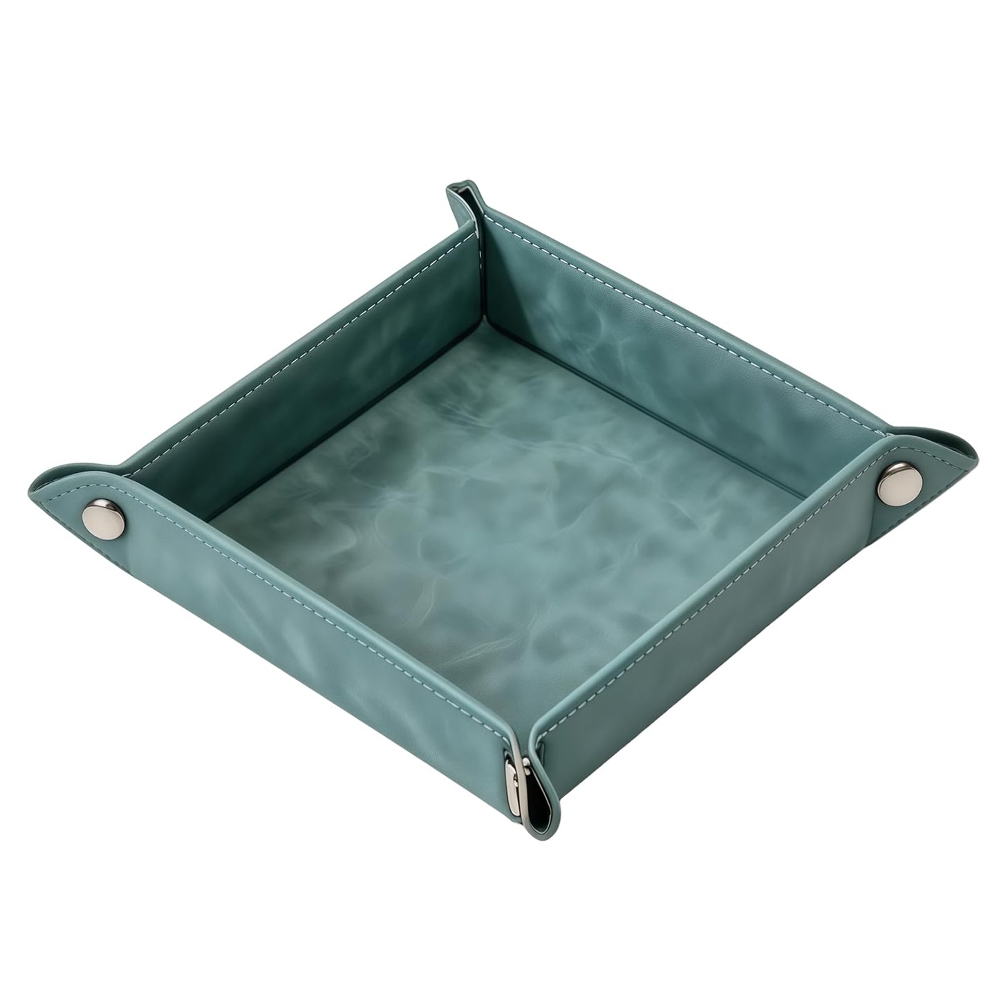 siduater Valet Tray Desktop Storage Organizer – Vegan Leather Catchall Bedside Vanity Tray Nightstand Caddy Holder for Remote Controller, Watch, Keys, Phone, Wallet, Coin, Jewelry, Stone Green