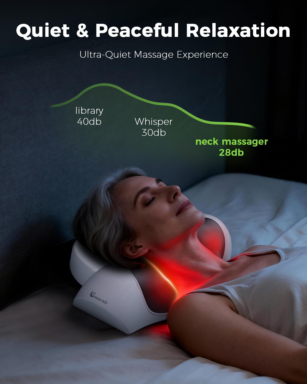 swancode Upgraded 3-in-1 Neck Massager Pillow with Heat, Portable Cordless Neck Massager for Pain Relief Deep Tissue, Rechargeable Pillow Massager for Neck & Shoulder Relaxation (Gray)