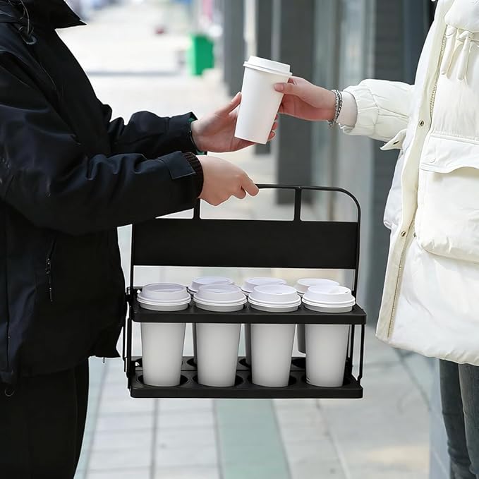 Reusable Drink Carrier with Handle for Food Delivery Drivers, Portable 8 Cup/Coffee Holder Accessories for Delivery, Foldable Drinks Caddy with Tray, Car Durable Plastic Festive Bottle, Vacation