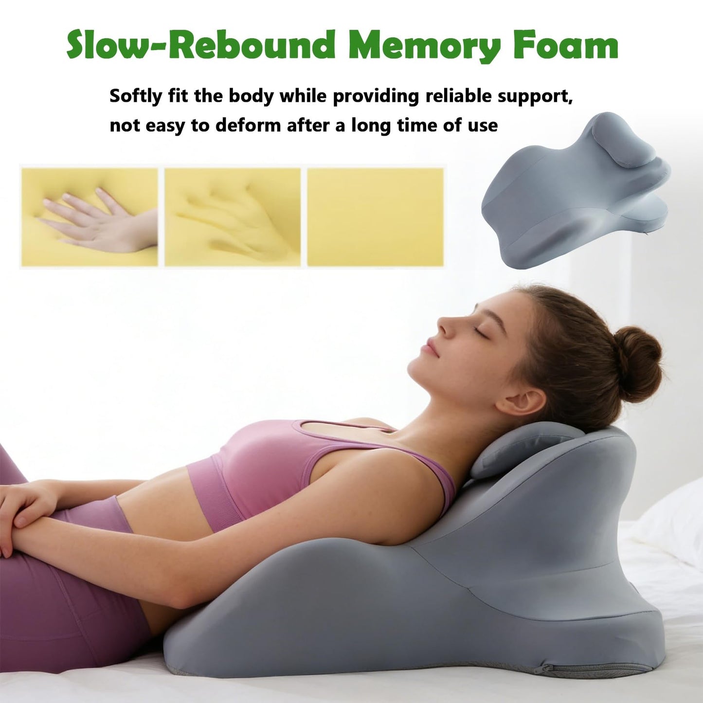 RSN Ergonomic Foam Wedge Pillow, 27° Angled Support for Neck and Waist, Multi-Position Support Pillow (Blue)