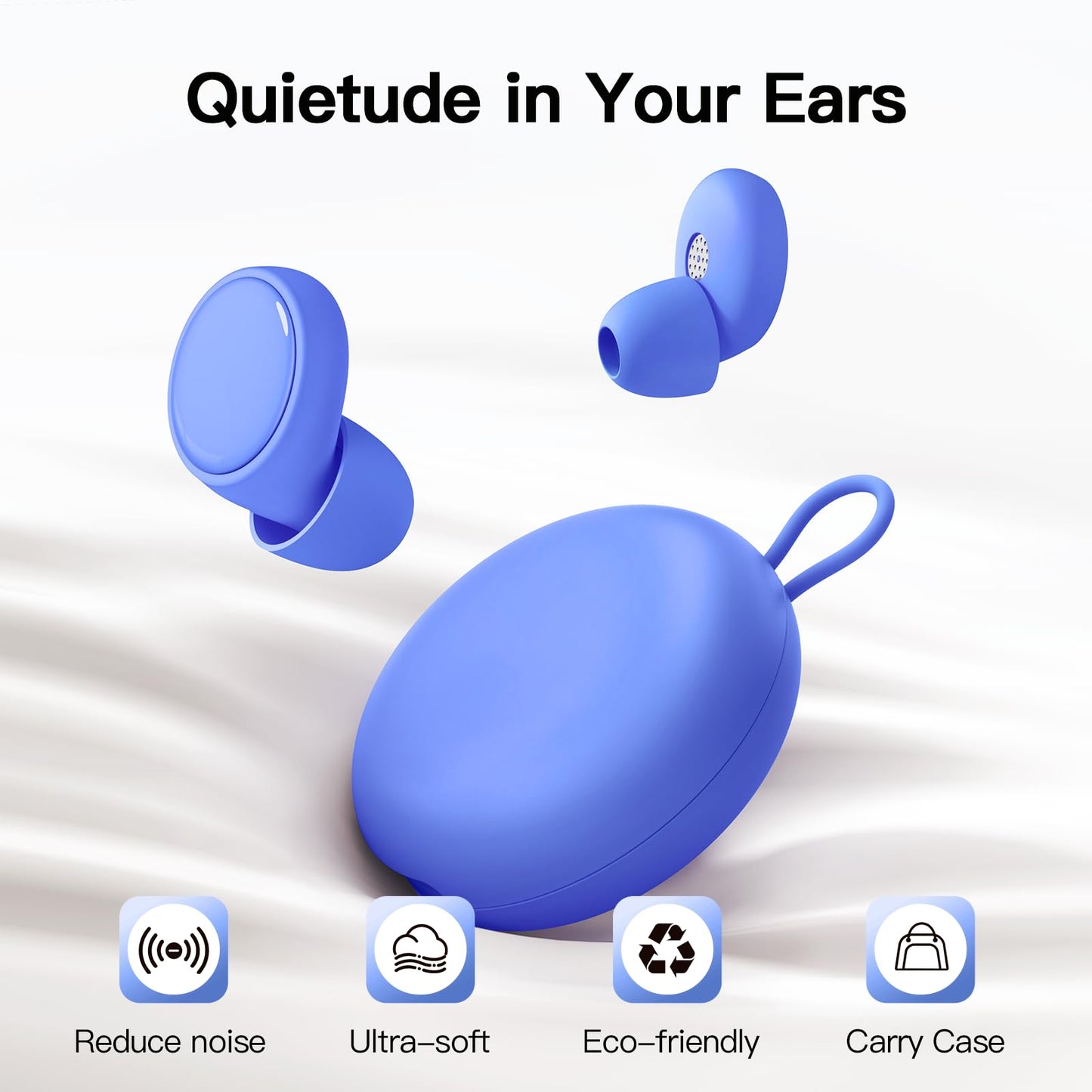 55dB Ear Plugs for Sleeping Noise Cancelling, Noise Reduction Earplugs for Sleep, Snoring, Side Sleepers, Reusable Hearing Protection Ear Plugs for Concerts, Airplane, Silicone Sleep Earplugs (Blue)