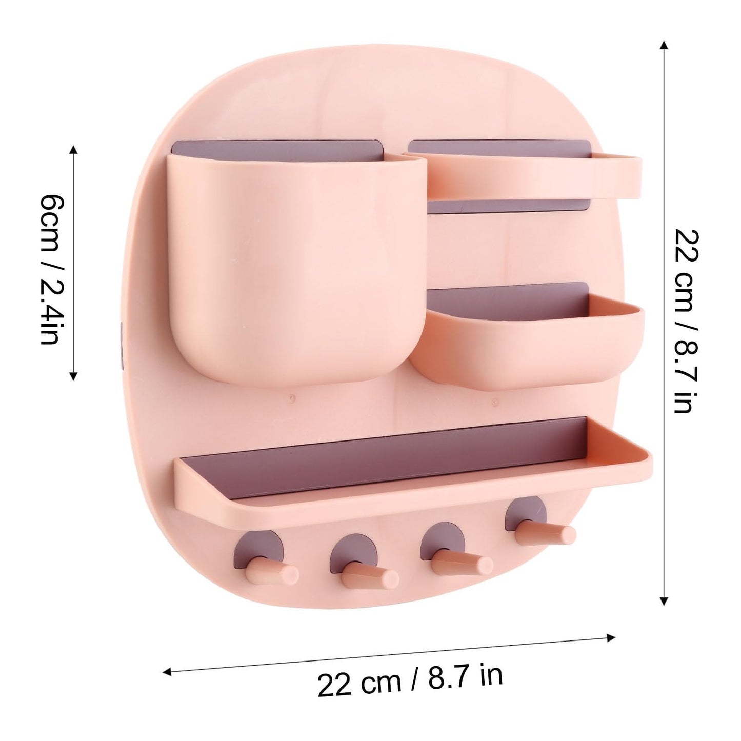 Kukyller Wall Mount Storage Box, Floating Bedside Shelf Wall Mount Adhesive Bedside Shelf Accessories Organizer with Hooks for Phone Remote (Pink)