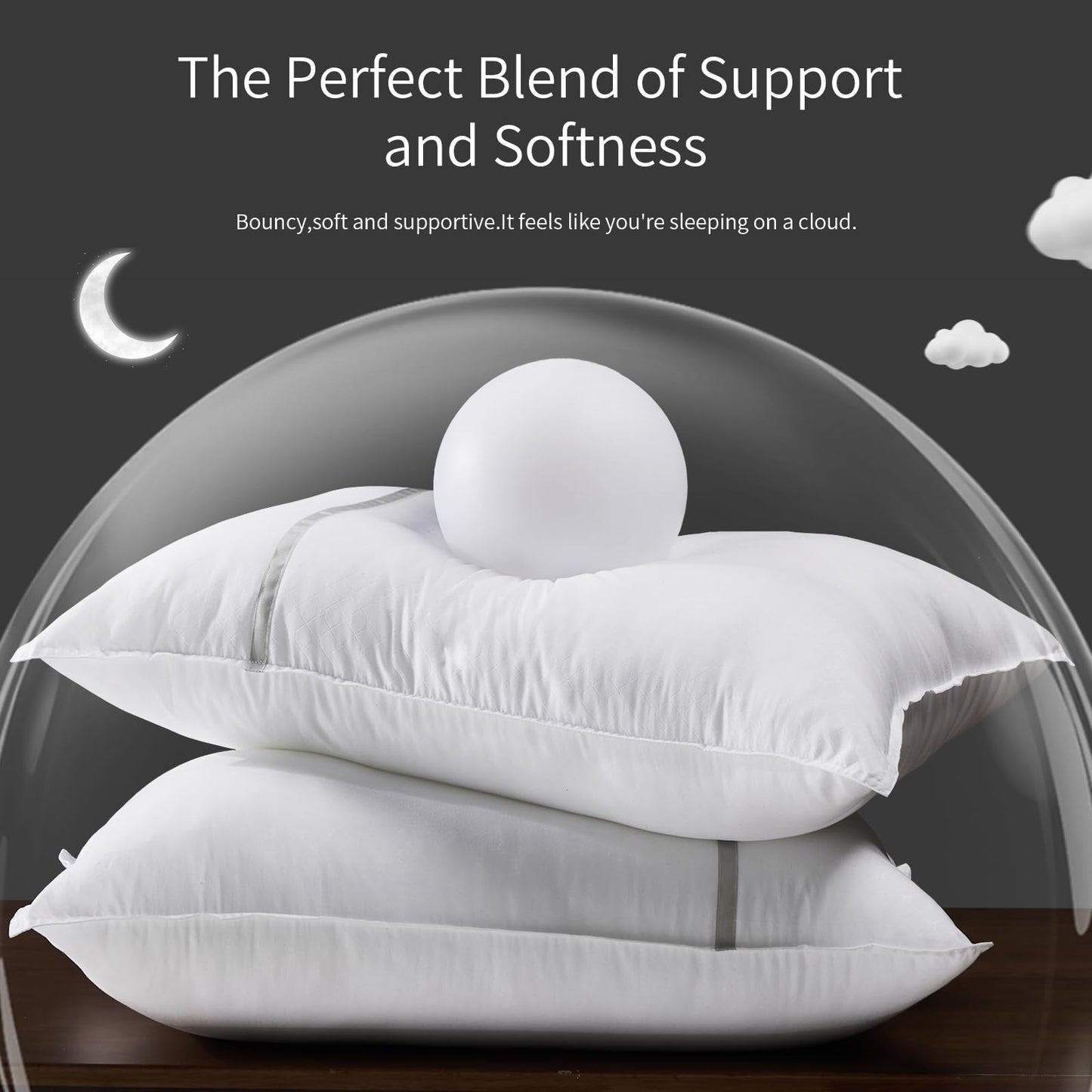MUFEW King Size Pillows Set of 2, Medium Firm Hotel Pillows for Sleeping, Cooling Bed Pillows for Side & Back Sleepers, Down Alternative Filling, 20 x 34 Inches