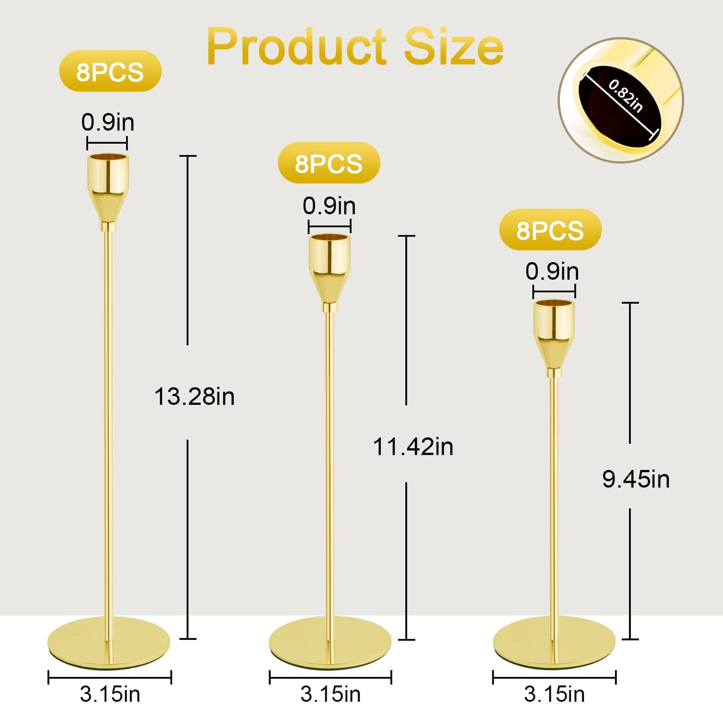 Gold Candlestick Holder Set of 24 for Taper Candles, Decorative Candle Holders Bulk Candle Stick Holders Taper Candle Holders for Table Centerpiece Wedding Dinning Party Anniversary Home Decor