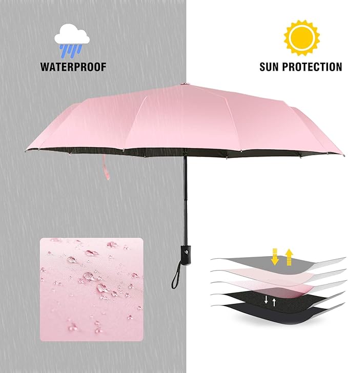 Shinok Travel Umbrella Compact Folding Sun Umbrellas Lighweight Auto Open Close for Women Parasol