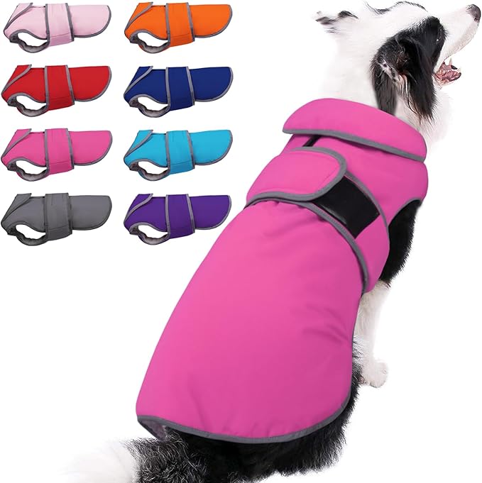 MIGOHI Warm Dog Coat Winter Dog Jacket,Waterproof Cold Weather Coats for Dogs,Fleece Jacket for Small Medium Large Dogs,Reflective Thick Fleece Vest with Leash Hole