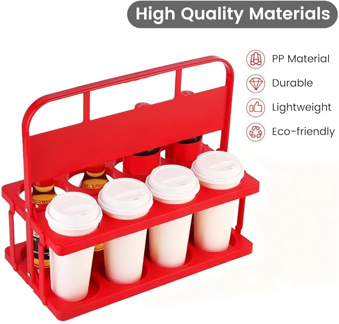 musbus Reusable Drink Carrier with Handle for Delivery Drivers, Portable Cup/Coffee Holder Accessories for Delivery, Foldable Drinks Caddy with Tray, Car Durable Plastic Festive Bottle, Vacation