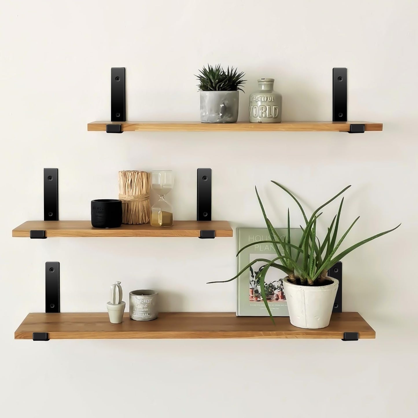 12 inch Shelf Brackets for DIY Floating Shelf, 1/5 inch Thick Heavy Duty Floating Shelf Bracket, Fit for Home, Kitchen, Bathroom, Garage, Living Room, 6-Pack Black, 11.25” x 6” x 1.5”
