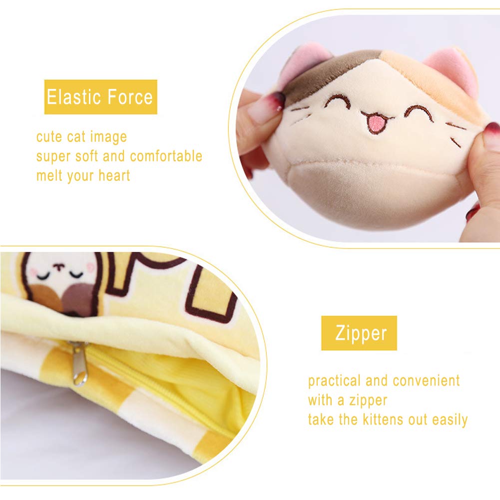 REFAHB Cute Plush Pillow Throw Pillow Removable Stuffed Animal Toys Creative Gifts for Girls (Kitten)