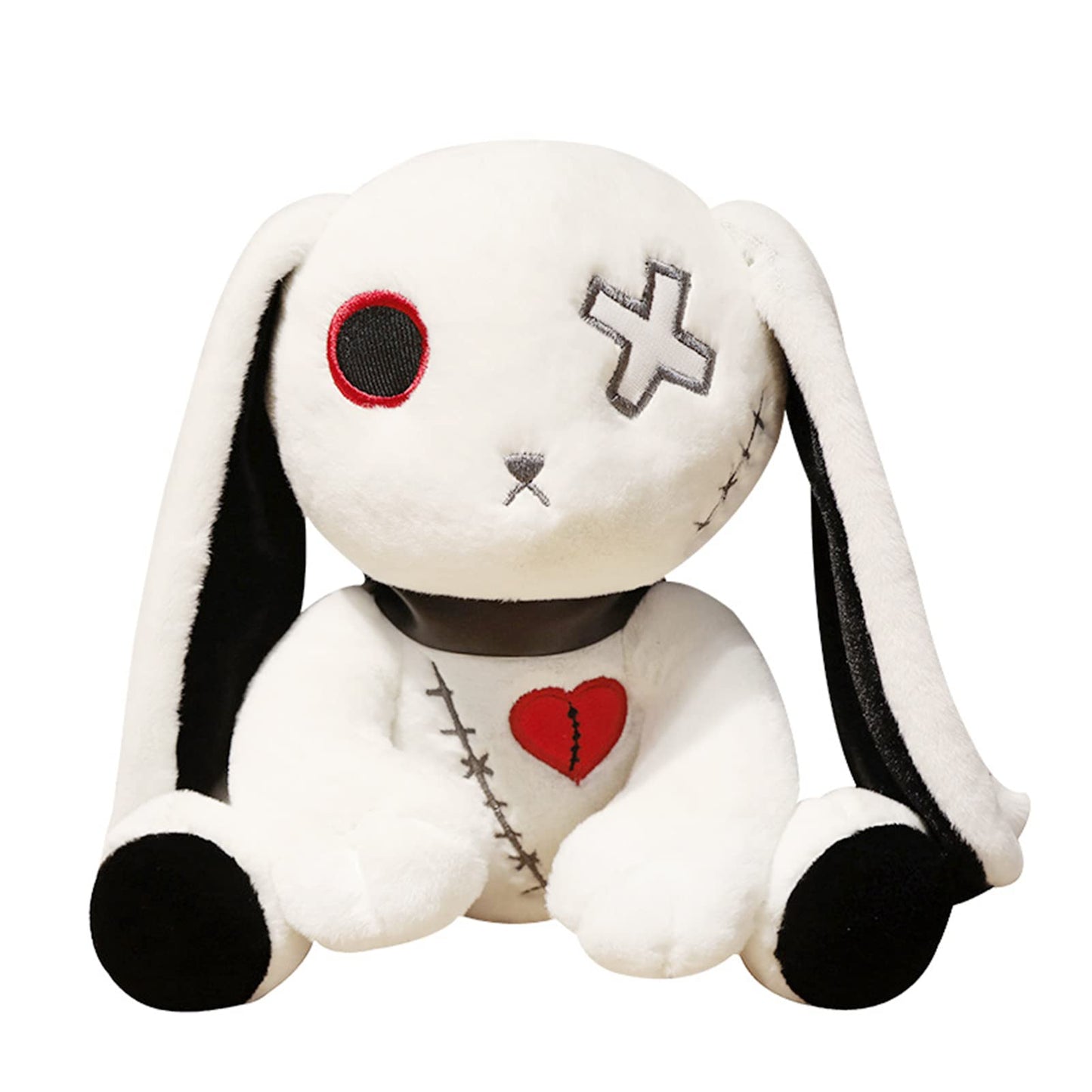 LVQING Christmas Bunny Stuffed Toys, Halloween Scary Rabbit Stuffed Animal Long Ears Standing Toy, Suitable for Fans Easter Christmas Birthday Gift (White)