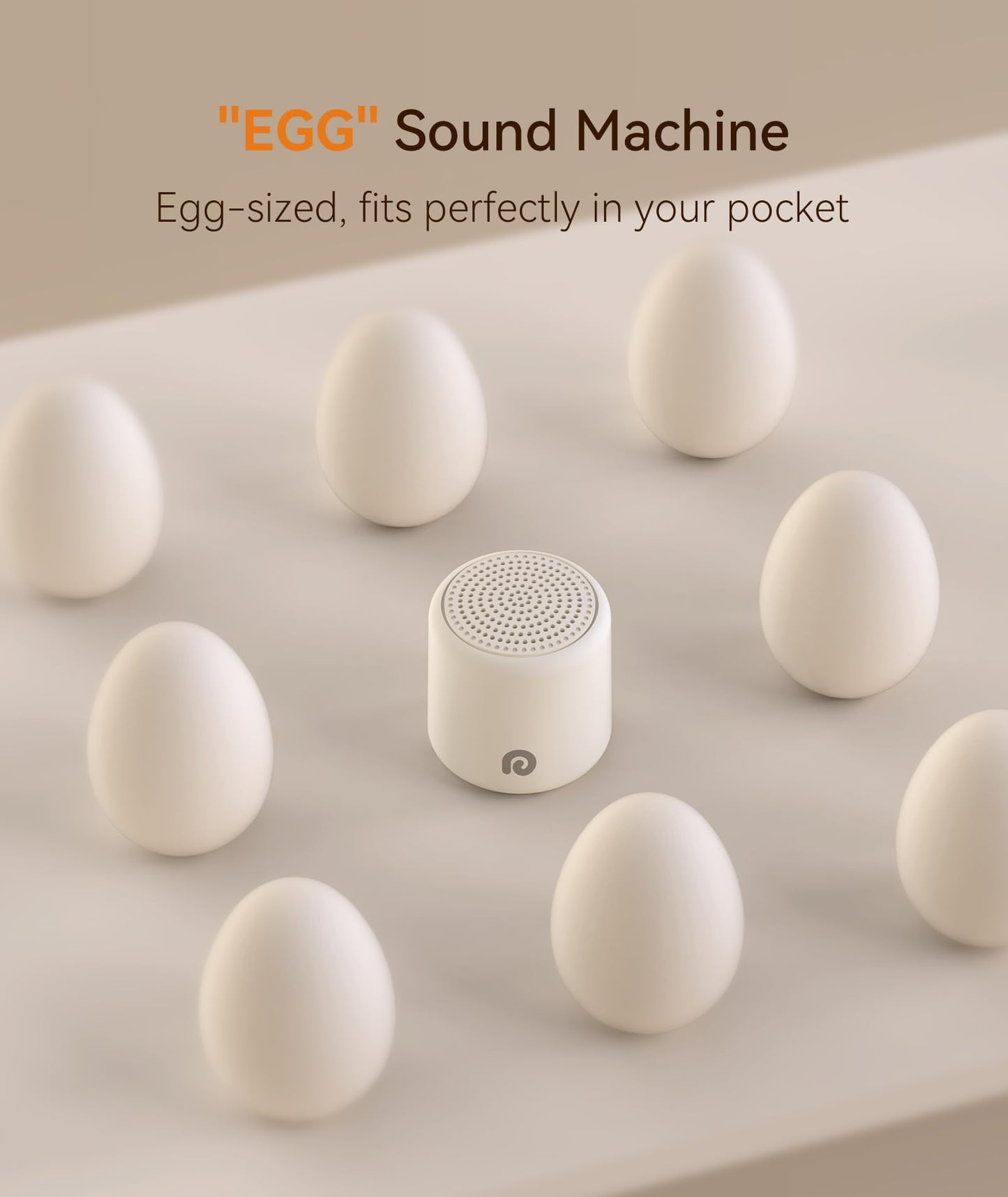 Dreamegg Portable White Noise Machine, 1000mAh Battery, Travel Sleep, Cream