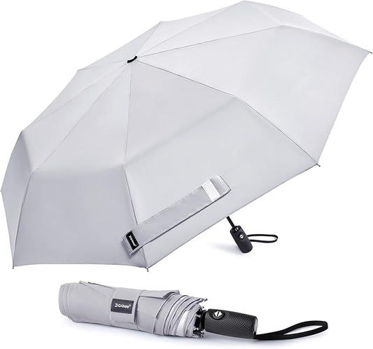 G4Free 46 Inch Reflective Travel Umbrella for Rain Large Windproof Auto Open Close Folding Compact Umbrellas, Strong Fiberglass Frame for Men Women