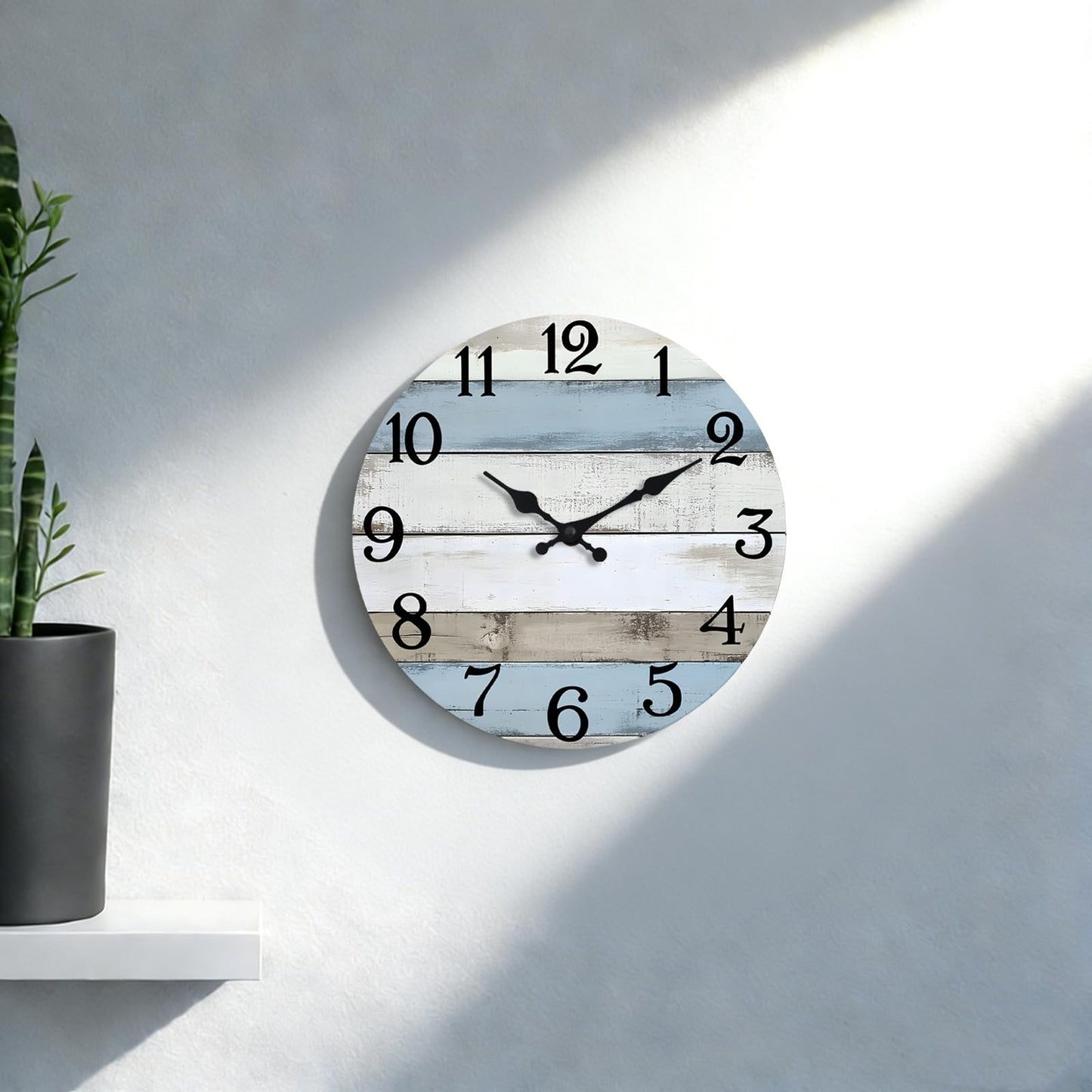 JoFomp 6 Inch Wooden Wall Clocks Battery Operated, Silent Wall Clock Non Ticking, Coastal Country Design Rustic Wall Clocks for Living Room Decor, Small Wall Clock for Bedroom Kitchen Bathroom