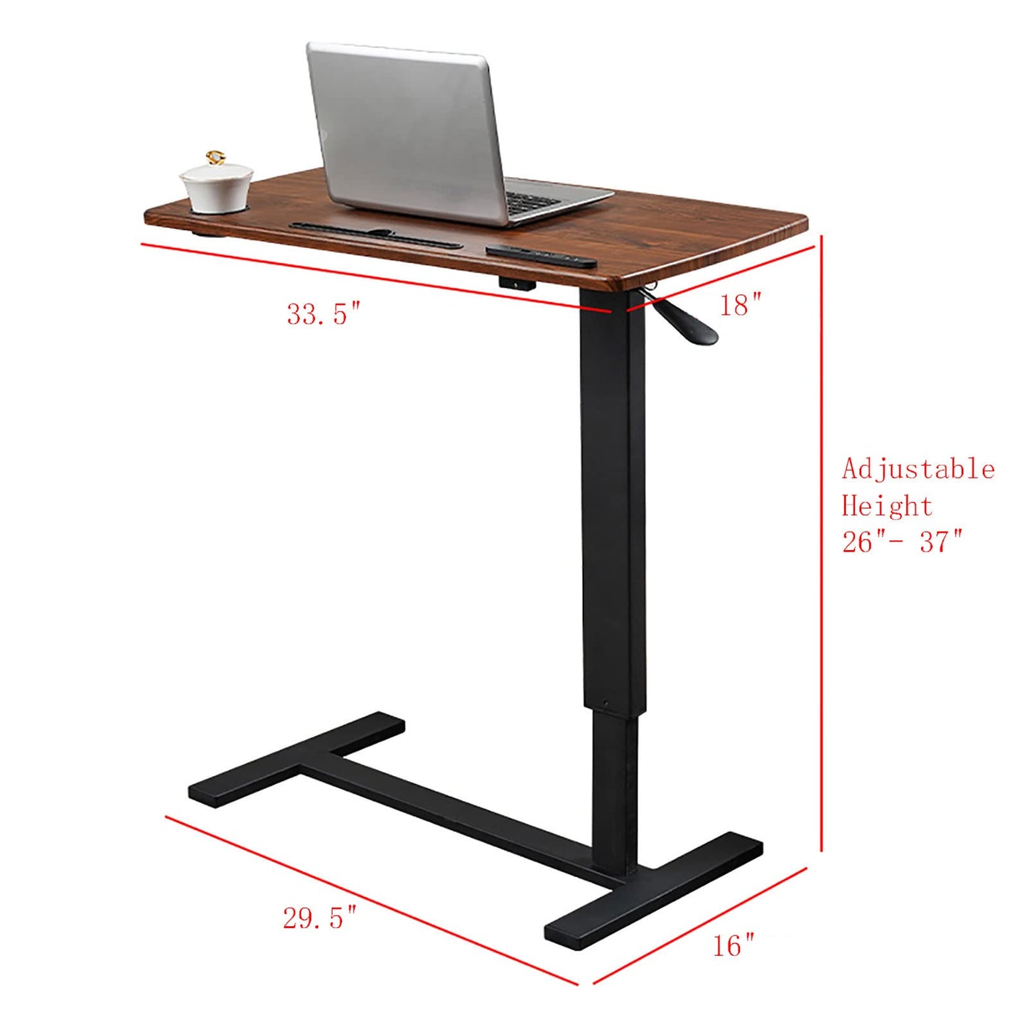 ALEEIK Bedside Desk with Wheels,Mobile Rolling Laptop Stand Height Adjustable Tray Table for Laptop Bed Sofa Side Table,Space-Saving, 33.5 x 18 Inches