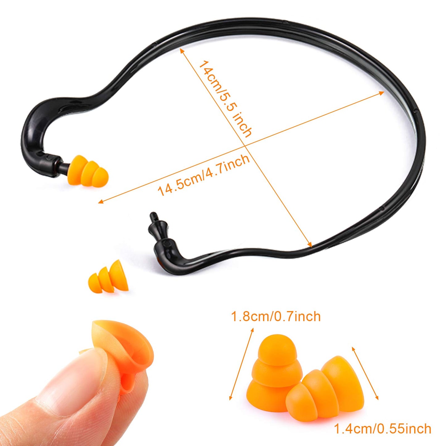 18 Pairs Banded Ear Plugs Band Earplugs Silicone Banded Hearing Protection and Replacement Earplugs Inner-Aural Ear Plugs for Sleeping, Shooting, Travel and Construction Work